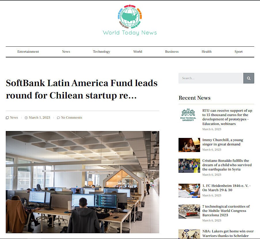SoftBank Latin America Fund leads round for Chilean startup re